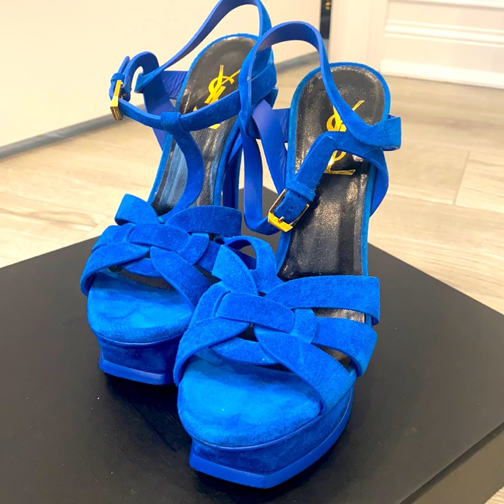 Saint Laurent Suede Tribute 105MM platform sandals
